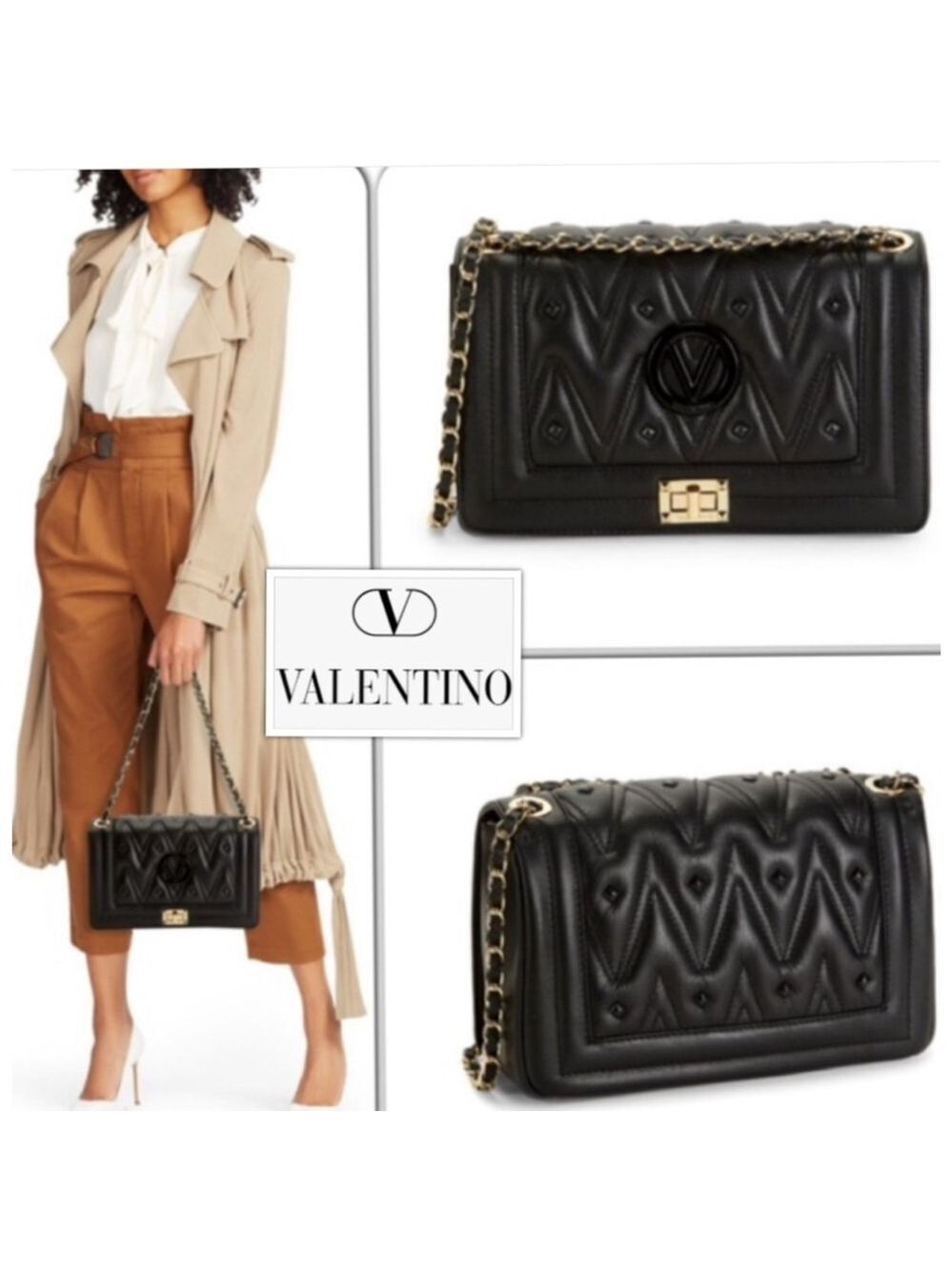 VALENTINO BY MARIO Valentino Quiet Luxury Diamond Italian Leather Crossbody Bag